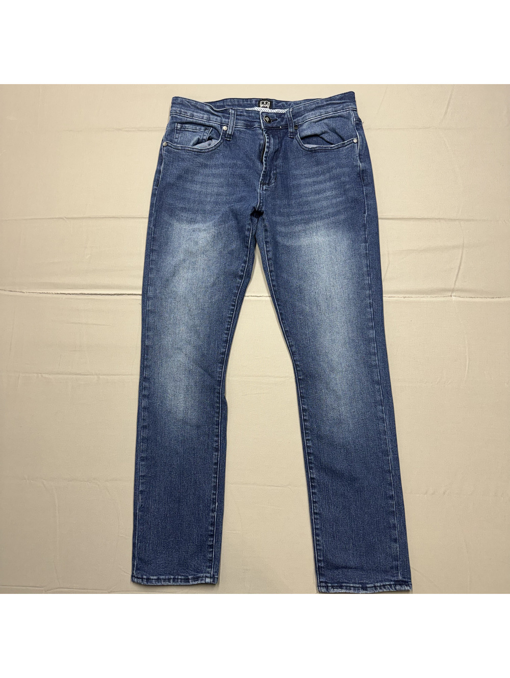 Ike Behar Mens Slim Straight Stretch Denim Solid 30x30 Blue Classic Casual